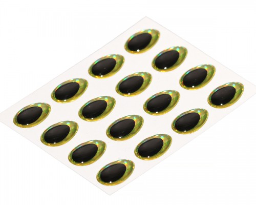 3D Epoxy Teardrop Eyes, Rainbow Chartreuse, 12 mm